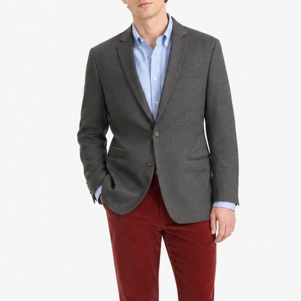 Express Slim Fit Photographer Blazer Mens 42R Gray Wool Blend 2 Button Jacket